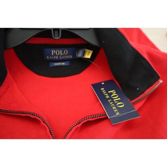 Polo Ralph Lauren Men's Sz Large Red Estate-Rib Cotton 1/4 Zip Pullover - Picture 4 of 9